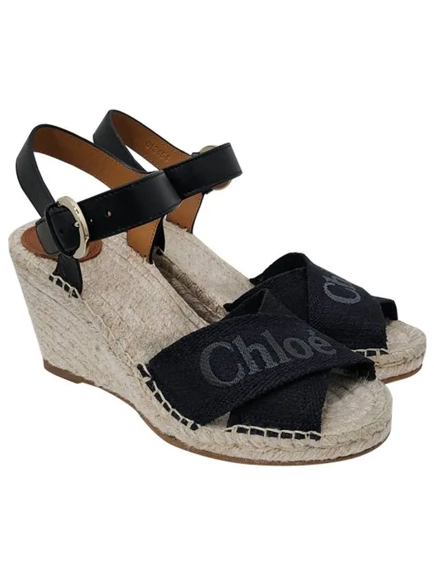 Ankle Strap Wedge Heels Black