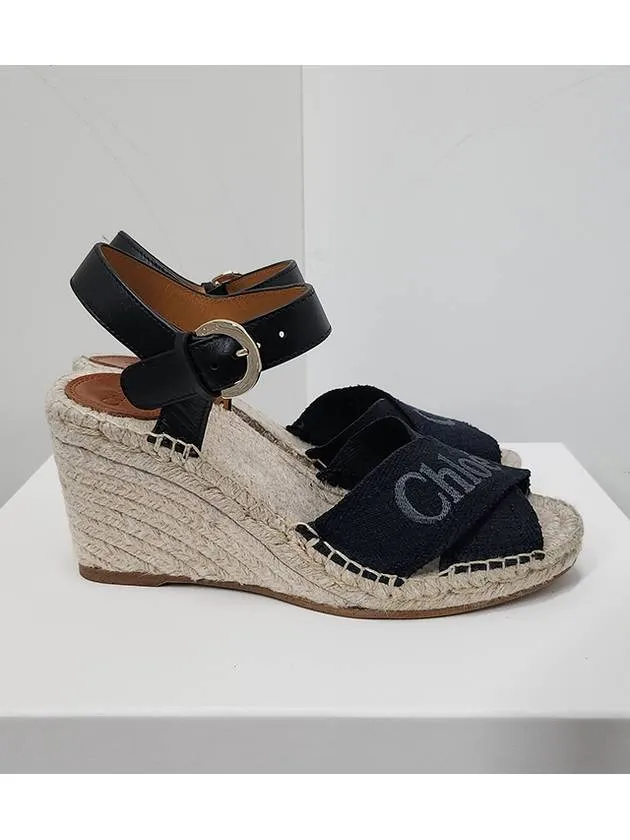 Ankle Strap Wedge Heels Black