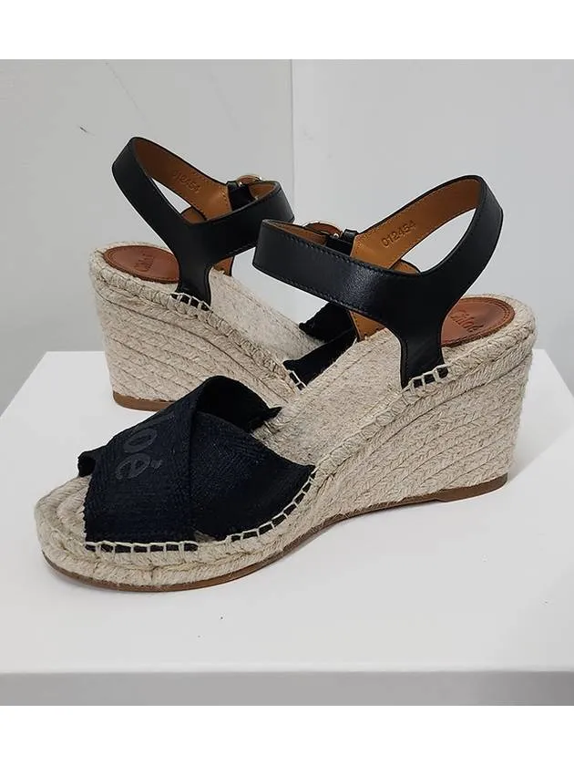 Ankle Strap Wedge Heels Black