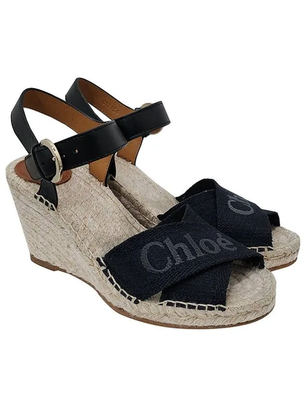 Ankle Strap Wedge Heels Black