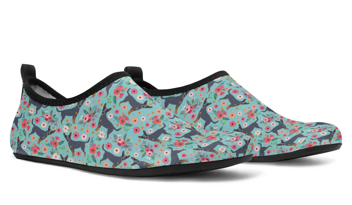 Australian Cattle Dog Flower Aqua Barefoot Shoes