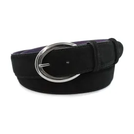 Black suede flattened oval belt