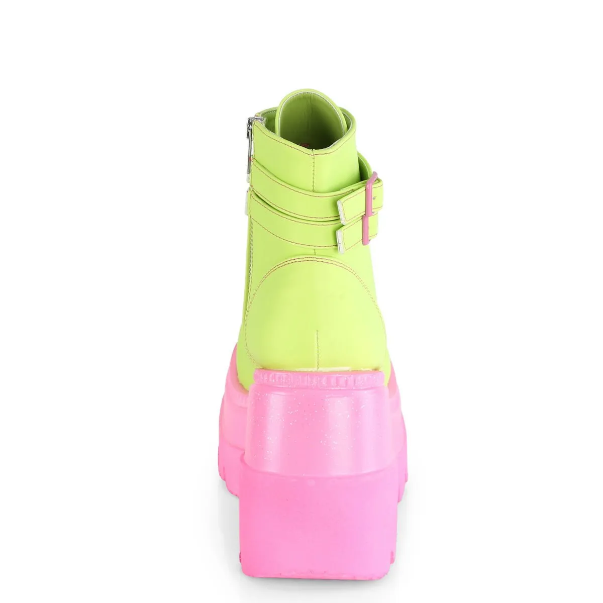 Demonia SHAKER-52 | Lime Green Vegan Leather Ankle Boots