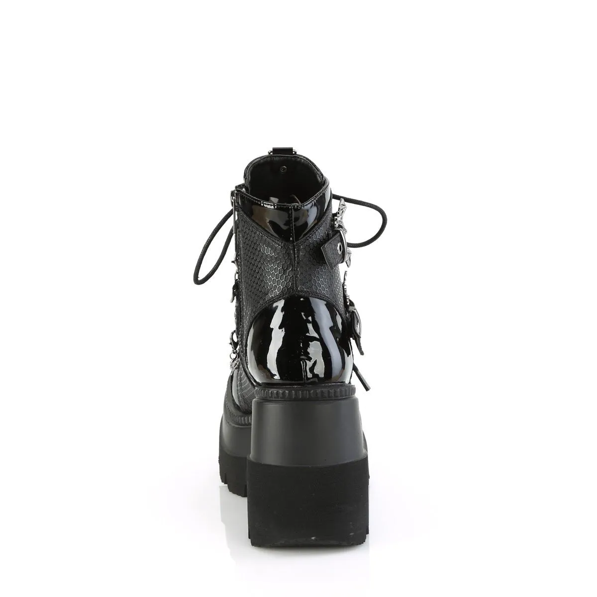 Demonia SHAKER-66 | Black Vegan Leather Ankle Boots