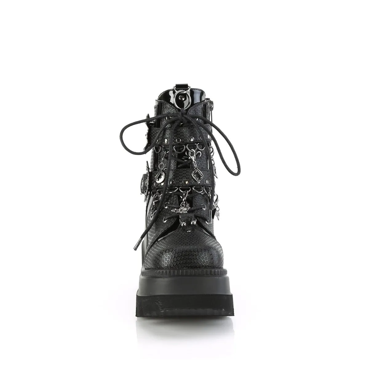Demonia SHAKER-66 | Black Vegan Leather Ankle Boots