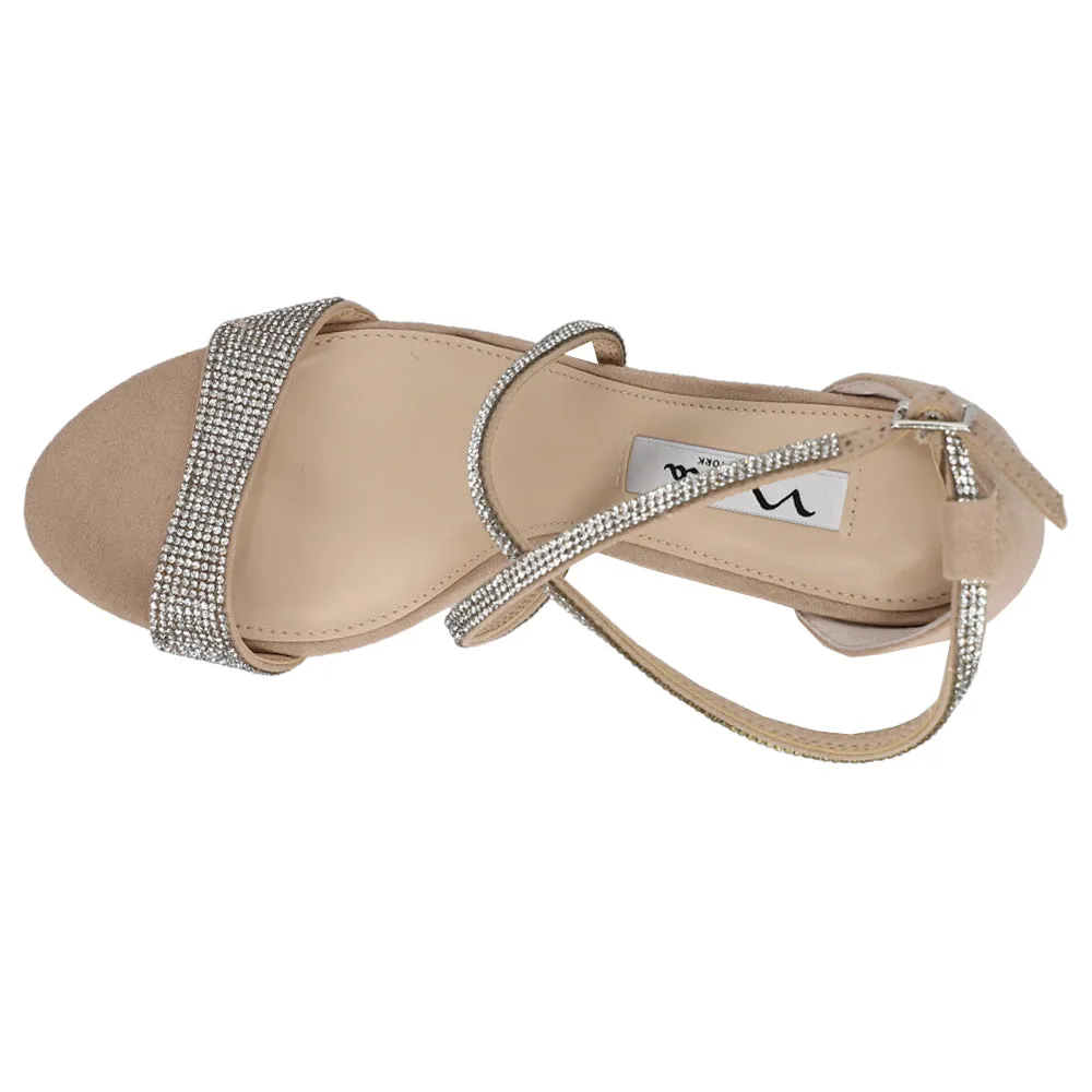 Henesi Rhinestone Block Heel Evening Sandals