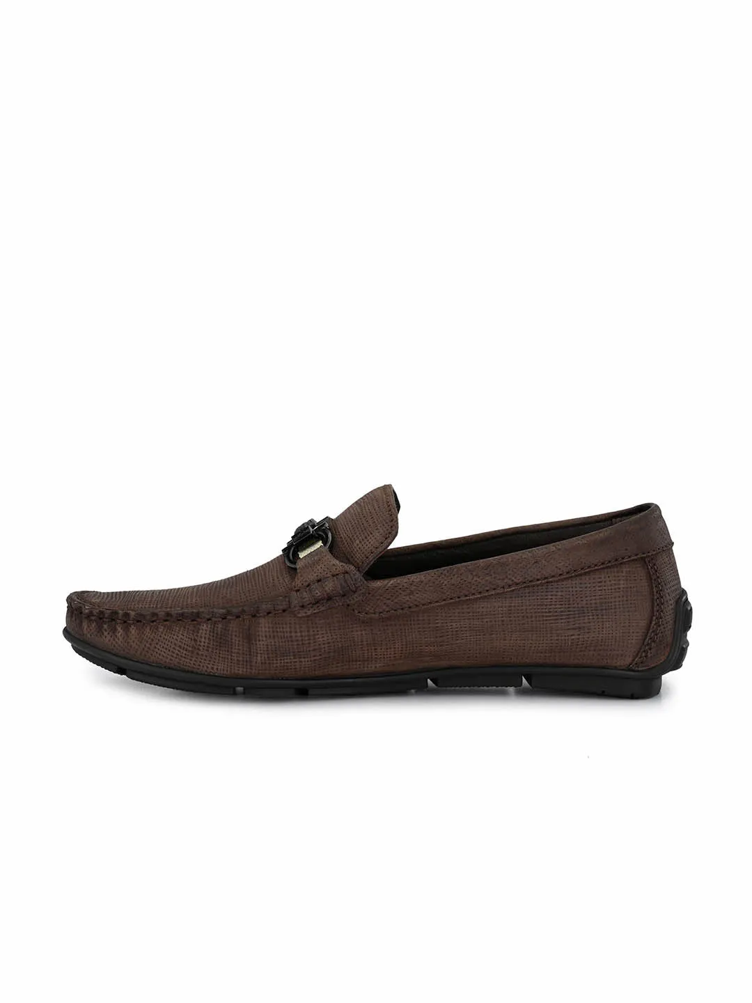 HITZ8305 Men's Brown Leather Casual Slip-On Shoes