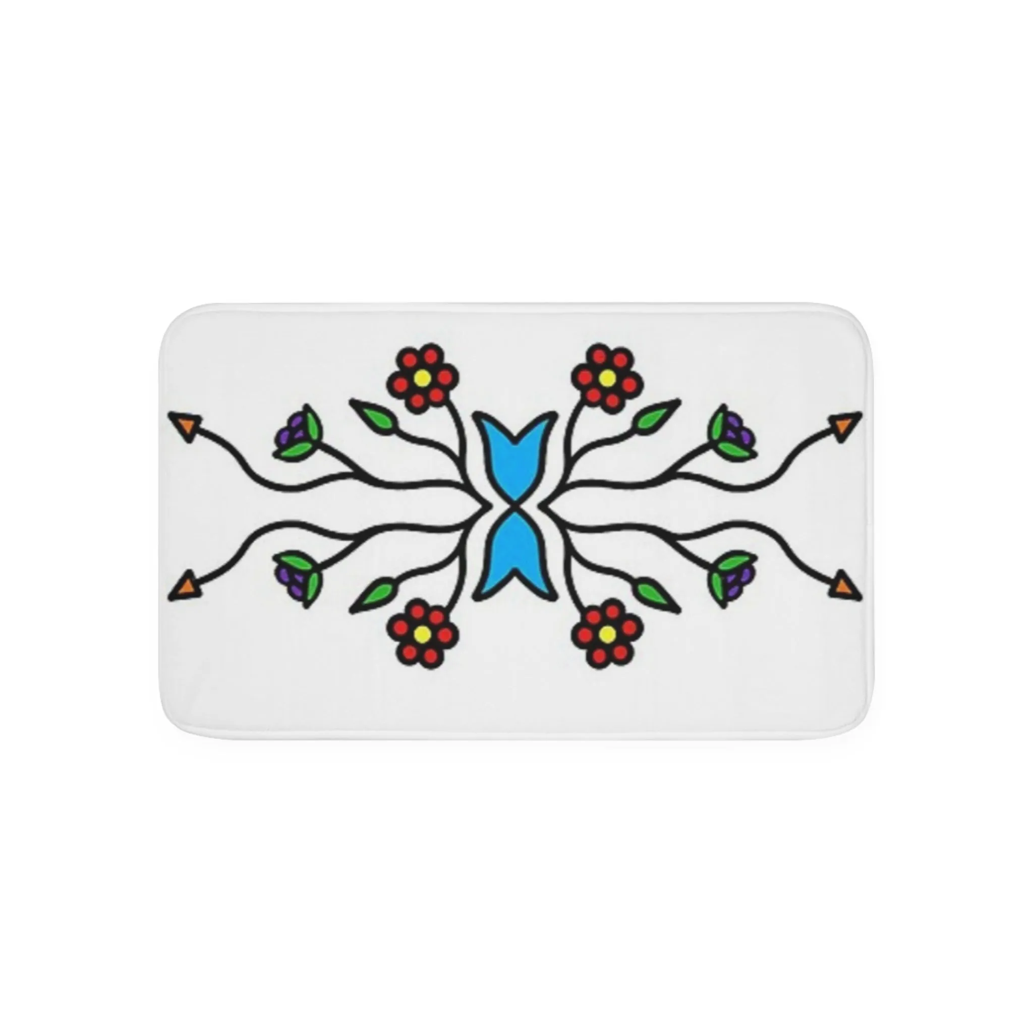 Indigenous floral print Memory Foam Bath Mat