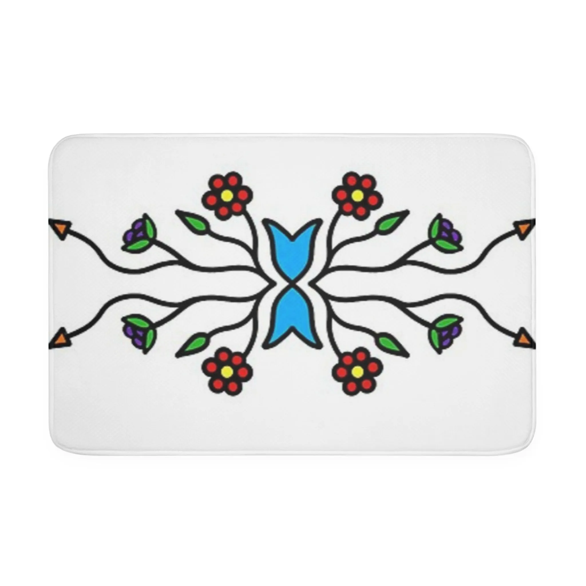 Indigenous floral print Memory Foam Bath Mat