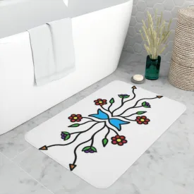 Indigenous floral print Memory Foam Bath Mat