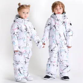 Kids Unisex Waterproof Colorful Winter Outdoor Ski Suit One Piece Snowsuits