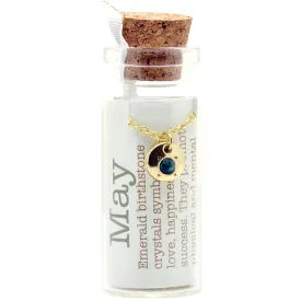 Lucky Feather Birthstone Bottle Necklace: May