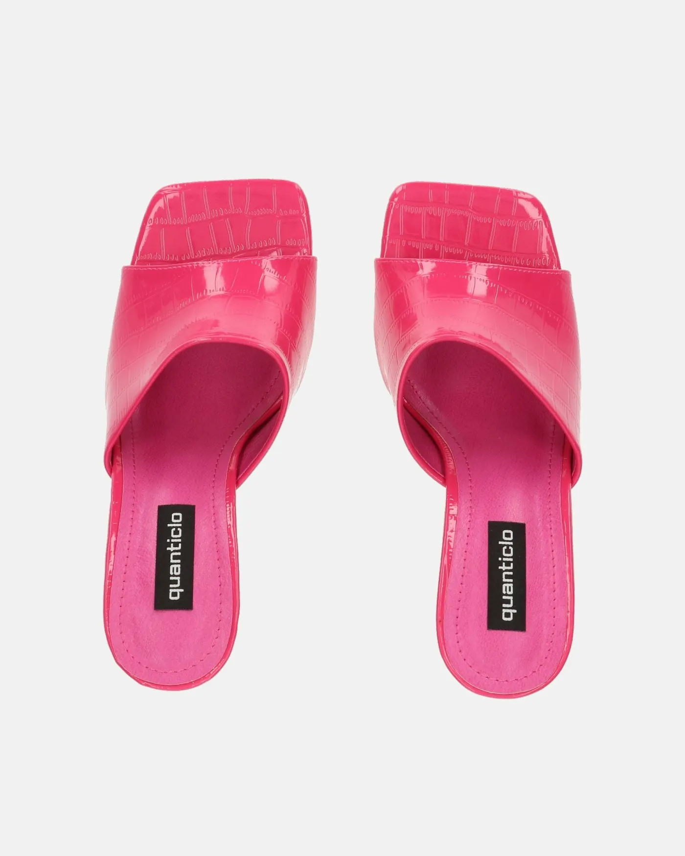 MARGHERITA - sandali con zeppa in glassy fucsia a trama coccodrillo