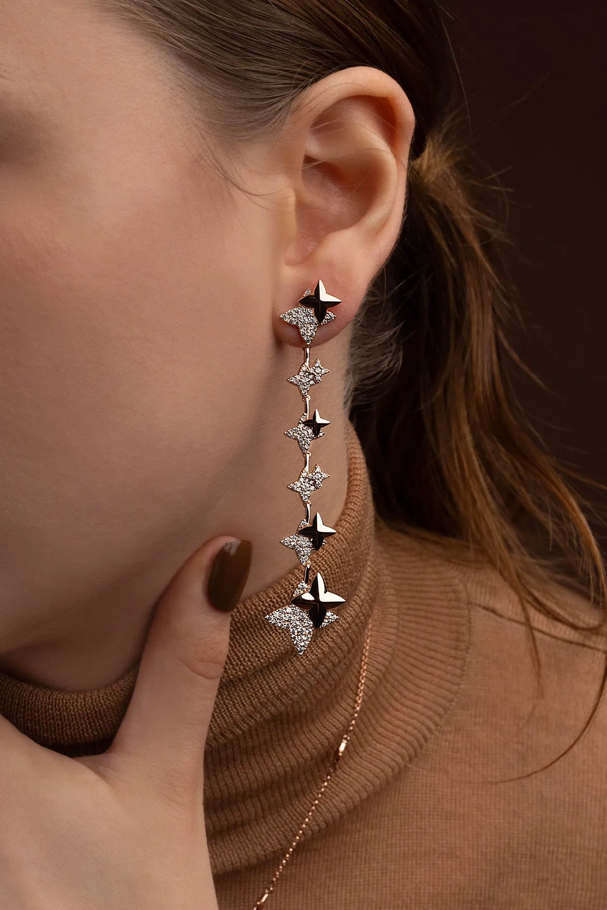 Météorites Rose Gold Drop Earrings
