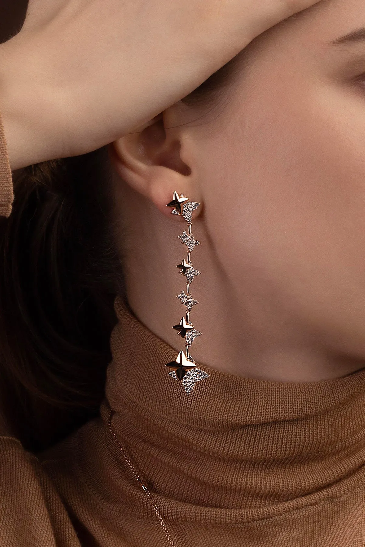 Météorites Rose Gold Drop Earrings
