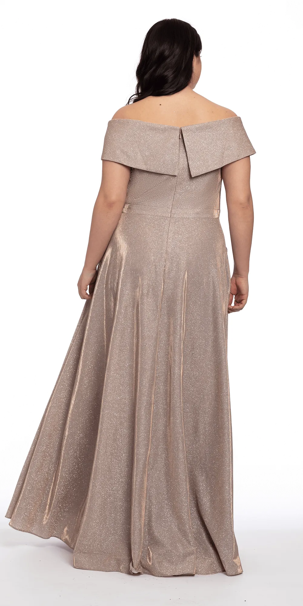 Off The Shoulder Surplice Two Tone Metallic Dress