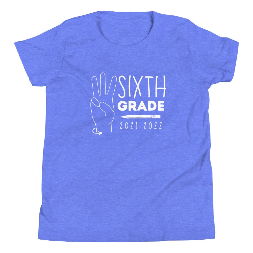 SIXTH GRADE Youth Short Sleeve Tee (White Ink)