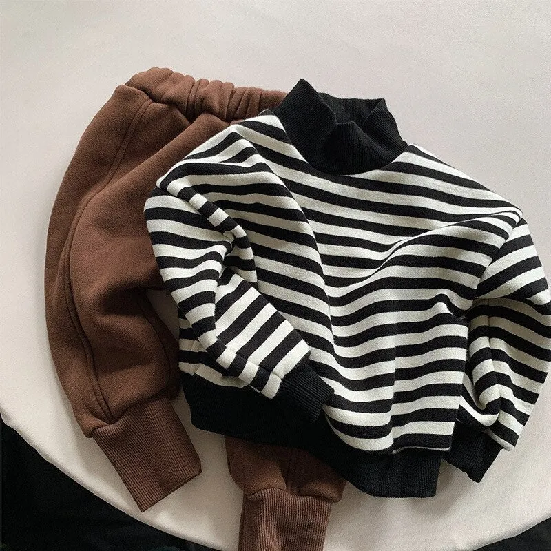 Striped Thick & Warm Sweatshirt
