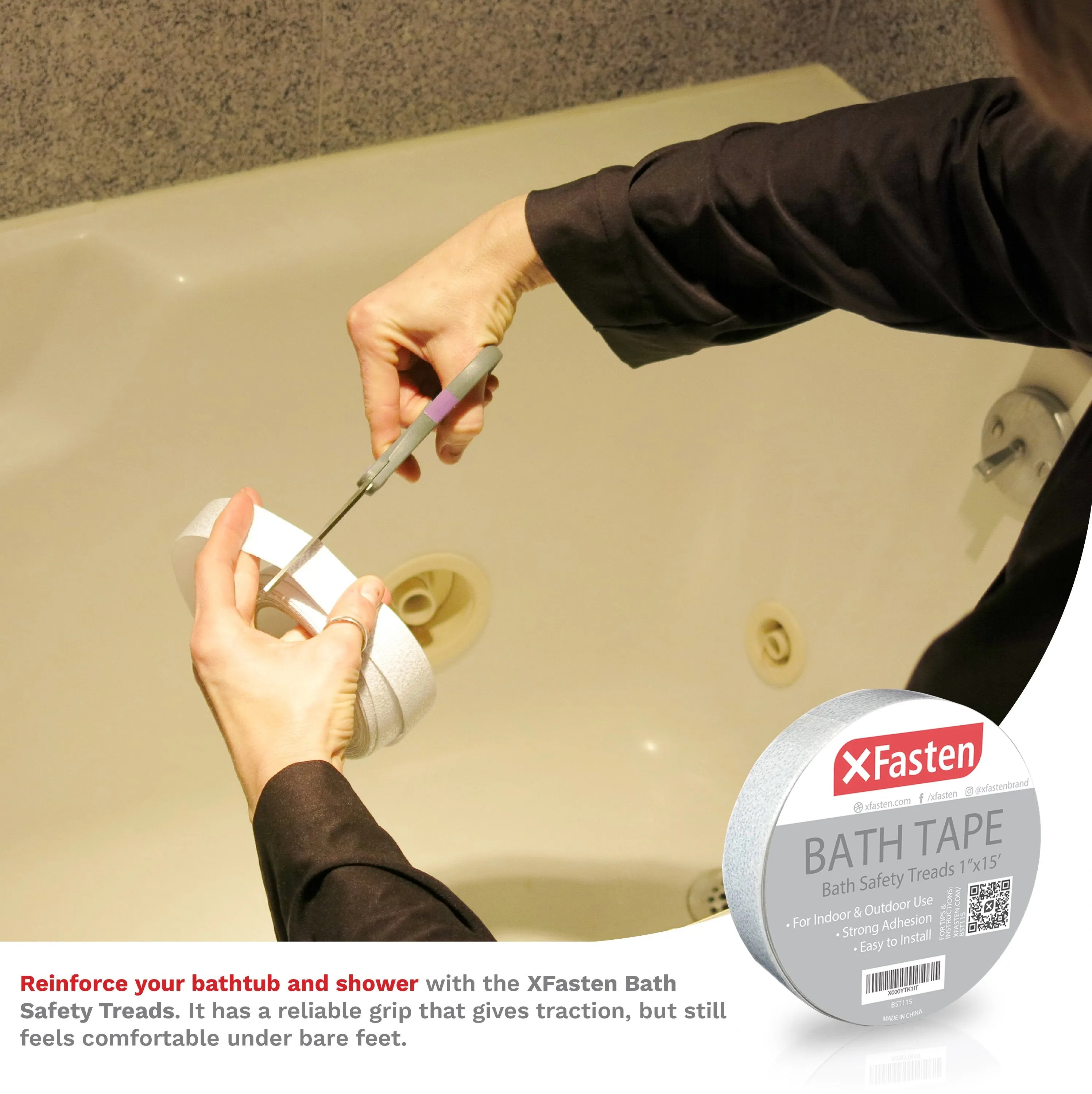 XFasten Anti Slip Tape | Bathtub and Shower Treads | 1 Inch x 15 Foot